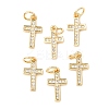 CZ Brass Micro Pave Cubic Zirconia Cross Charms LS-ZIRC-L018-16G-1