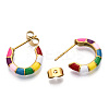 Enamel C-shape Stud Earrings EJEW-N052-05D-4