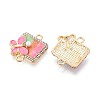 Alloy Crystal Rhinestone and ABS Imitation Pearl Connector Charms PALLOY-T092-09G-2