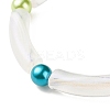 Acrylic Curved Tube & Round Chunky Stretch Bracelet for Women BJEW-JB08282-5