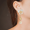 1 Pair Flower with Butterfly Alloy Dangle Stud Earrings EJEW-FI0002-03-4