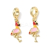 Brass Enamel Colorful Flamingo Shape European Dangle Charms KK-L256-34G-1
