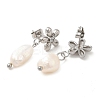 304 Stainless Steel Flower Dangle Stud Earings with Rhinestone EJEW-M224-02P-2
