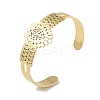 304 Stainless Steel Hollow Leaf Open Cuff Bangles for Women BJEW-U002-07G-1