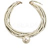 Plastic Imitation Pearl Round Ball Pendant Multi-Strand Beaded Necklaces FS-WG3508B-01-5