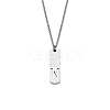 304 Stainless Steel Rectangle with Laser Cut Initial Pendant Necklaces FS-WG71FEF-18-1