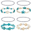 8Pcs Turtle & Starfish Synthetic Turquoise Beaded Stretch Bracelet BJEW-SC0001-46-1