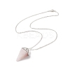Natural Rose Quartz Geometry Pendant Necklace NJEW-JN04239-01-1