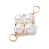 Glass Pearl Copper Wire Wrapped Flower Connector Charms PALLOY-JF03048-01-4