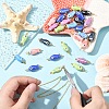 10Pcs Evil Eye Fish Shaped Glazed Porcelain Pendants PALLOY-YW00086-01-5