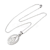 304 Stainless Steel Oval with Virgin Mary Pendant Necklaces for Women NJEW-B149-02P-4