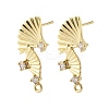 Brass Micro Pave Cubic Zirconia Stud Earring Findings KK-K371-44G-1