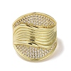 Brass Micro Pave Cubic Zirconia Open Cuff Ring RJEW-K256-48G-2