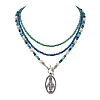 Oval with Virgin Mary Pendant Necklaces NJEW-SW00006-01-1
