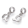 Platinum Rack Plating Alloy Rhinestone European Dangle Charms PALLOY-T048-36P-Q-2