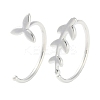 999 Sterling Silver Leaf Pull Through Earrings EJEW-P296-27S-1