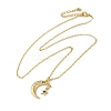 Golden Brass Crescent Moon Pendant Necklace with Rhinestone NJEW-Z015-01A-G-1