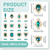 48Pcs 12 Styles Alloy Rhinestone Cabochons MRMJ-TA0001-45A-4