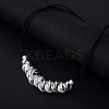 Brass and Iron Multi Ring Pendant Black Waxed Cord Necklaces for Women FS-WG5AD10-02-2