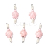 Dyed Synthetic Turquoise Sea Animal Rondelle Beaded Connector Charms PALLOY-JF04058-02-1