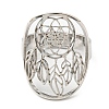 Non-Tarnish Adjustable 304 Stainless Steel Woven Web/Net with Feather Ring LS-RJEW-F149-05P-2