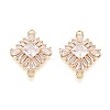 Brass Pave Clear Cubic Zirconia Connector Charms KK-N284-11G-1