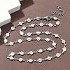 304 Stainless Steel Textured Flower Link Chain Necklaces NJEW-Z084-01P-1