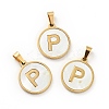 PVD Vacuum Plating 304 Stainless Steel with White Shell Pendants STAS-G268-01P-G-1