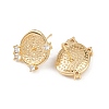 Brass Micro Pave Clear Cubic Zirconia Flat Round Stud Earring Findings KK-H524-08G-2
