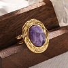 Oval Natural Amethyst Finger Rings RJEW-M063-01G-16-1