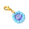 Flat Round with Smiling Face Glass Seed Pendant Decorations HJEW-MZ00092-5