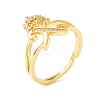 Clear Cubic Zirconia Initial Letter with Crown Adjustable Ring RJEW-M139-17X-1