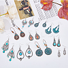 10 Pairs 10 Style Synthetic Turquoise Teardrop & Flat Round & Fan Dangle Earrings EJEW-FI0001-45-7
