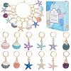 Shell & Starfish Shape Alloy Enamel Pendant Stitch Markers HJEW-SC00016-1