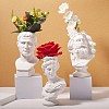 Greek Roman Style Statue Flower Pot Greek Head Planter Resin Succulent Planter Vase Makeup Brushes Container Pen Holder for Home Office Decoration ( 165*110MM ) JX094A-4