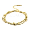 304 Stainless Steel Satellite Chains Triple Layer Multi-strand Bracelet for Women LS-BJEW-M040-01G-1