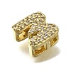 Brass Micro Pave Cubic Zirconia Letter Multi-Strand Links KK-D295-32G-13-2