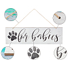 Wooden Paw Print Hanging Sign AJEW-WH0188-49A-6