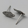 304 Stainless Steel Textured Geometry Stud Earrings Findings with Hole STAS-WH0027-54E-2