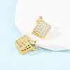Brass Micro Pave Cubic Zirconia Rhombus Hoop Earrings EJEW-B153-09G-3