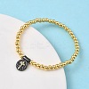 Brass Oval Charms Bracelets BJEW-B148-03B-04-2