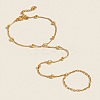 304 Stainless Steel Pave Clear Cubic Zirconia Flat Round Hand Chain Finger Ring Bracelets for Women OK9358-1
