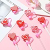 12Pcs 6 Styles Valentine's Day Theme PVC & Silicone Dustproof Straw Cap AJEW-CJ0001-26-6