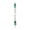 Faceted Round Natural Green Aventurinee & Malachite & Potato Natural Cultured Freshwater Pearl Beaded Connector Charms PALLOY-JF03532-03-1
