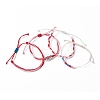 4Pcs 4 Style Alloy & Glass Braided Bead Bracelets Set BJEW-B065-09A-3