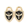 Brass Micro Pave Clear Cubic Zirconia Enamel Pendants KK-G543-11G-01-1