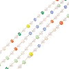 Faceted Cube Glass & ABS Plastic Imitation Pearl Beaded Chains CHS-G026-02KCG-03-1-1