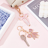 2Pcs 2 Styles Bowknot Alloy Enamel & Plastic Imitation Pearl Pendant Decoration HJEW-PH0001-94-4