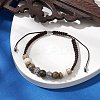 Round Lava Rock & Wood Braided Beads Bracelets BJEW-JB10991-2