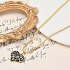 Brass Micro Pave Clear Cubic Zirconia Black Leopard Print Heart Pendant Necklaces for Women NJEW-M079-02G-1